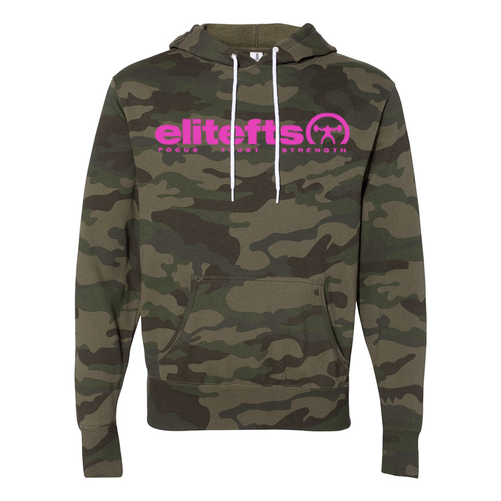 picture of elitefts Tagline Pink Lightweight Hoodie camo