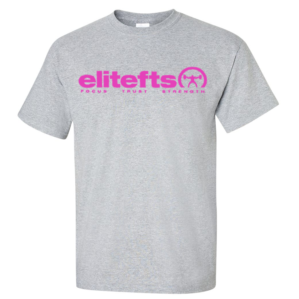 elitefts Tagline Pink T-Shirt grey