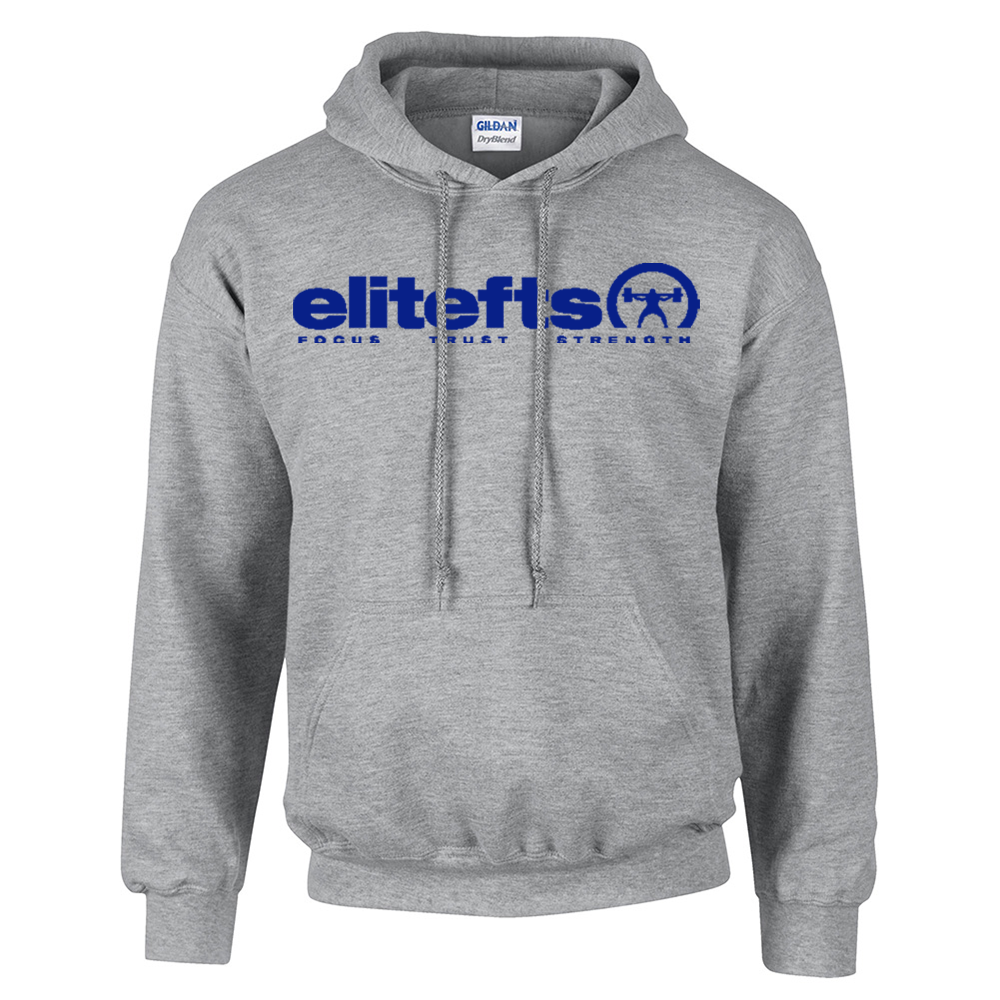 picture of elitefts Tagline Royal Blue Hoodie grey