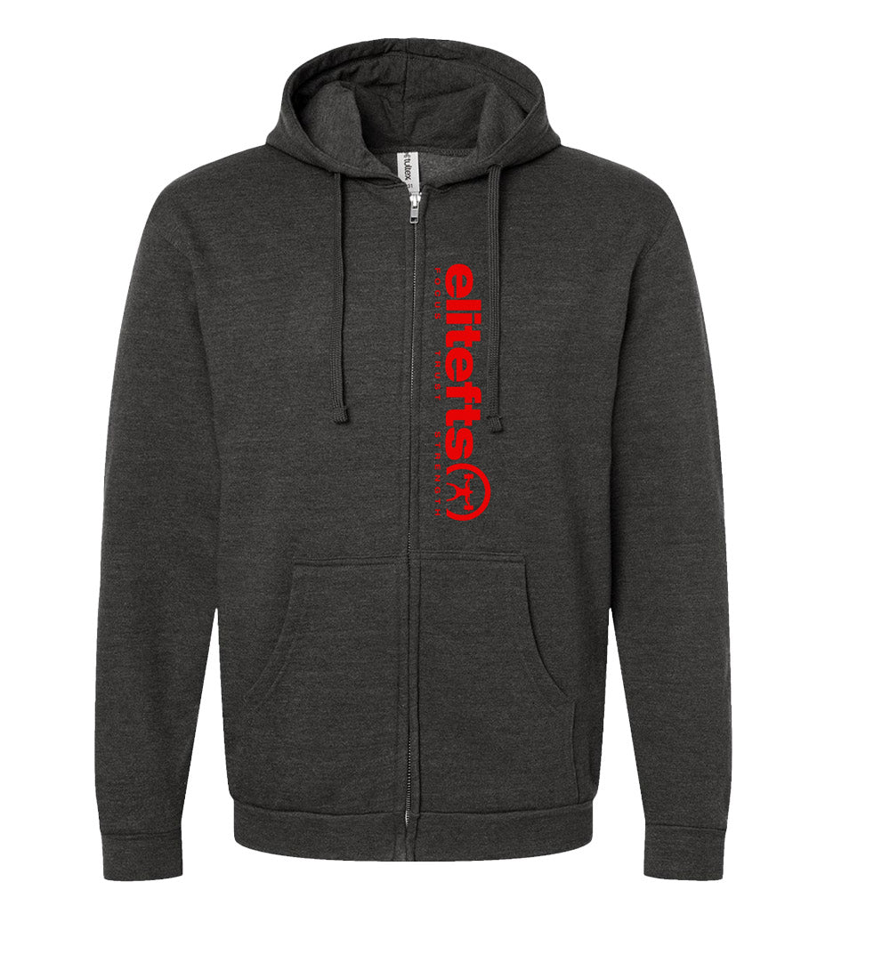 elitefts Tagline Red Full Zip Hoodie black