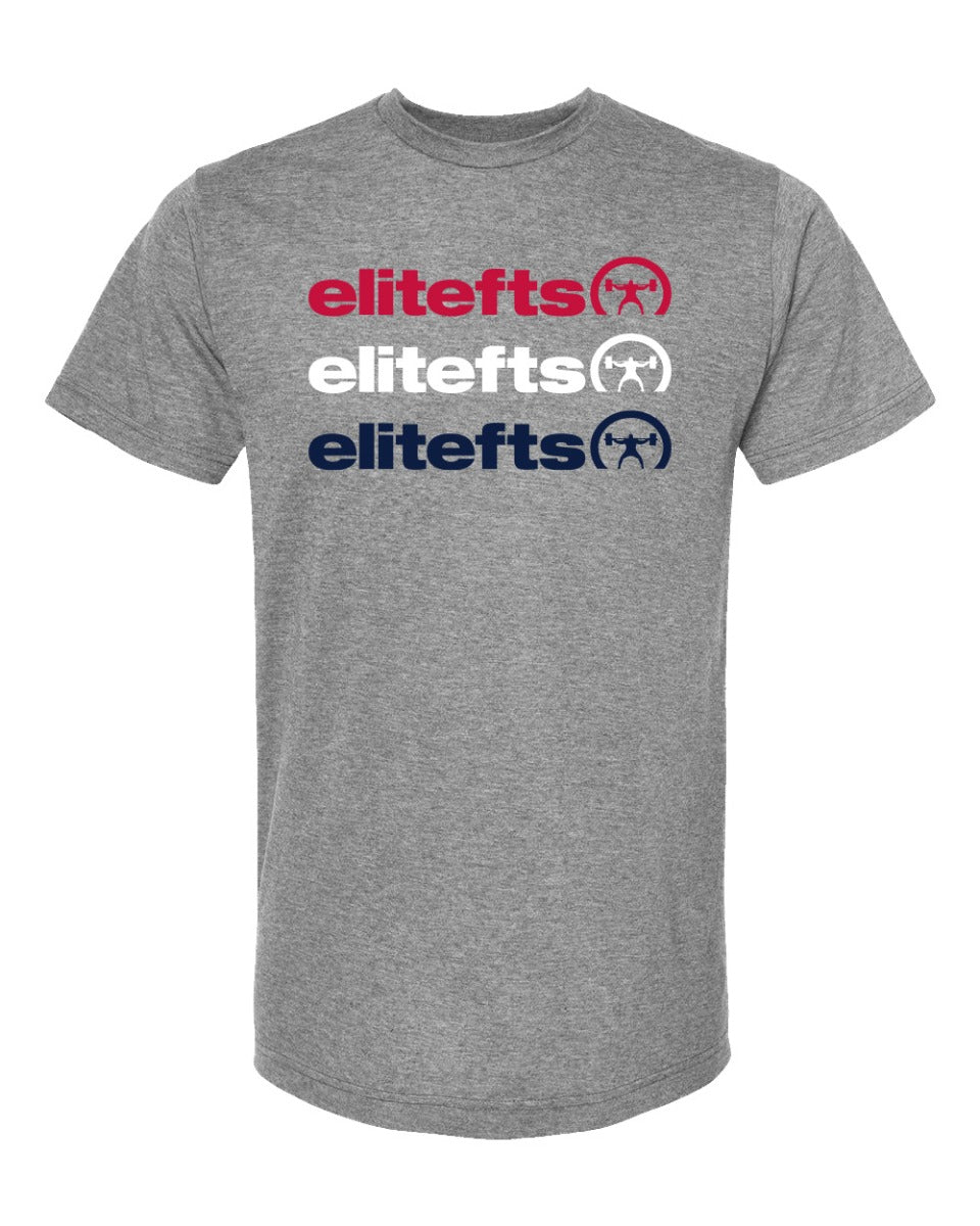 elitefts tagline rwb stacked premium t-shirt grey