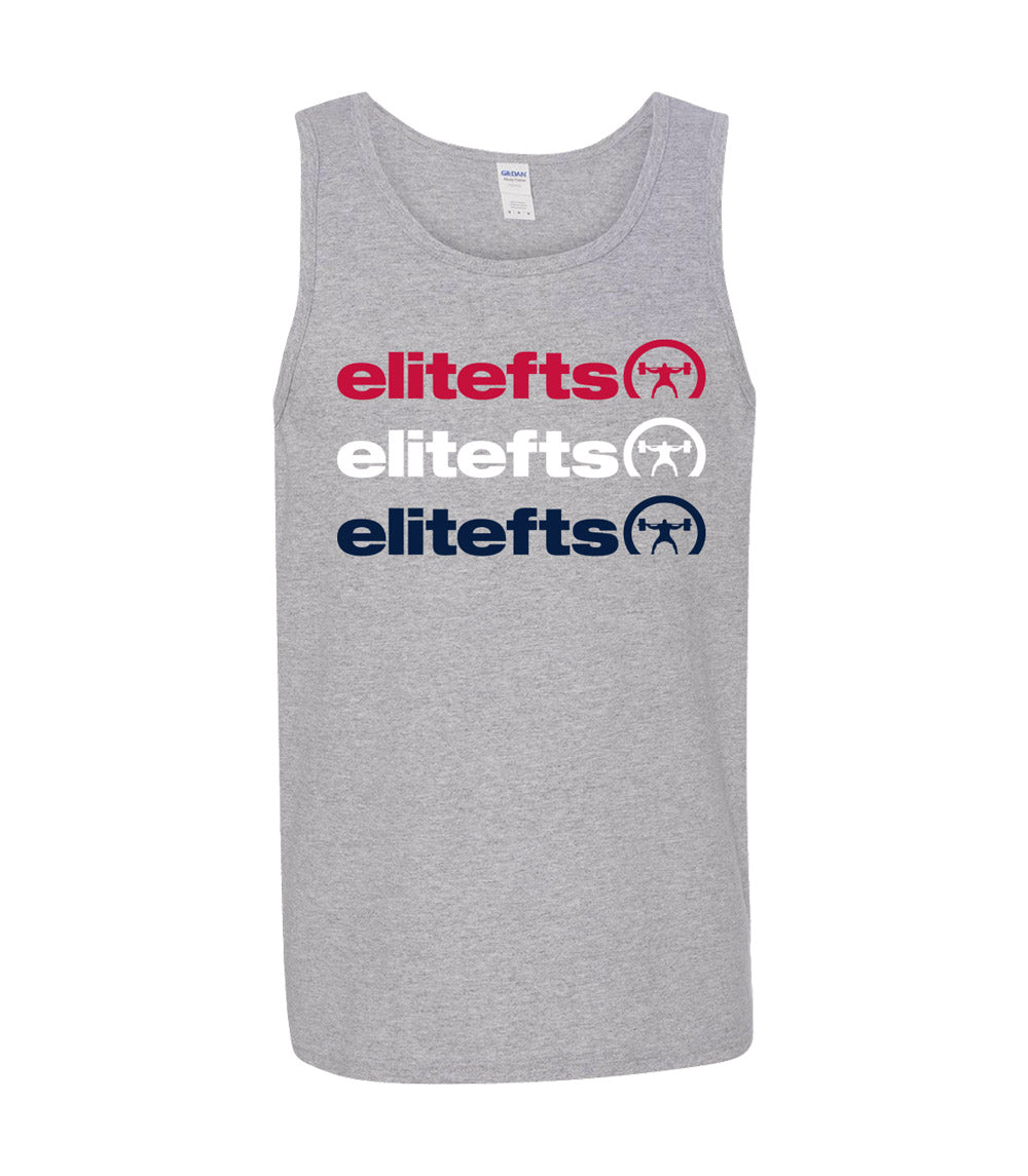 elitefts tagline rwb stacked tank top grey