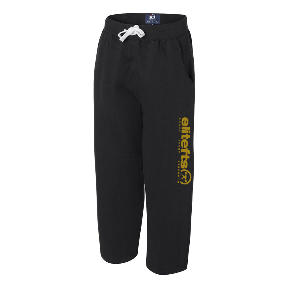 elitefts Tagline Vegas Gold Open Bottom Sweatpants black