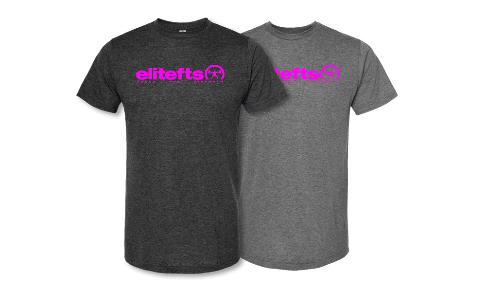 picture of elitefts Tagline Pink Premium T-Shirt 