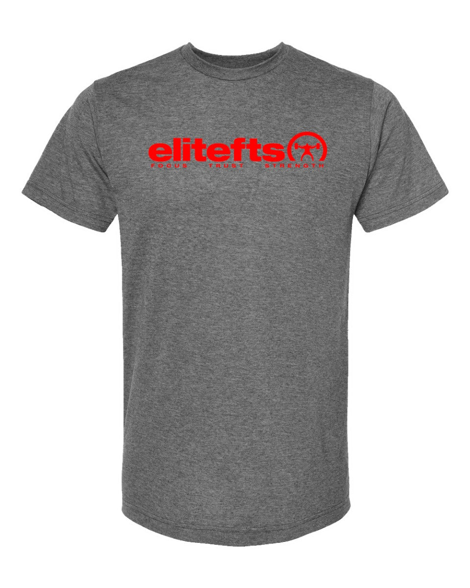 picture of elitefts Tagline Red Premium T-Shirt grey