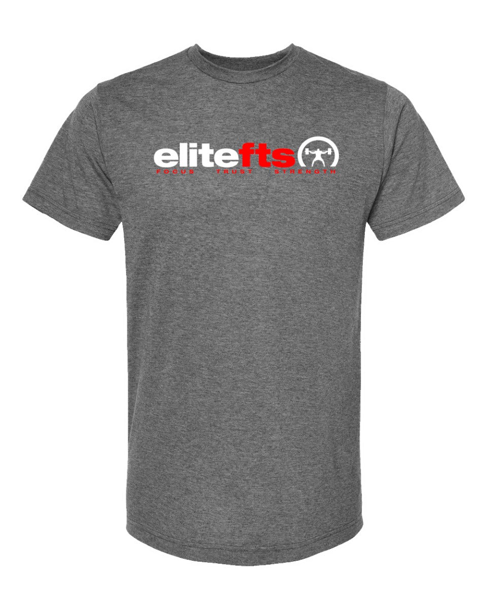 picture of elitefts Tagline Red White Premium T-Shirt grey