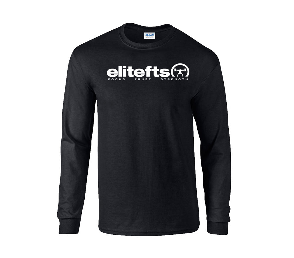 picture of elitefts Tagline White Long Sleeve T-Shirt black