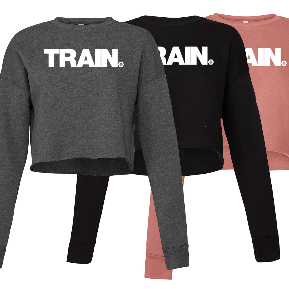 elitefts White Train Women's Cropped Crew Fleece