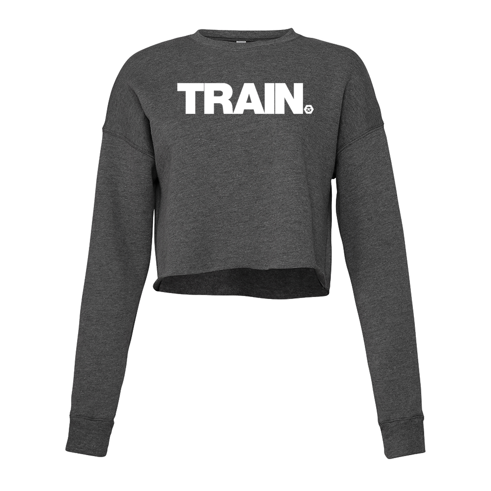 elitefts White Train Women's Cropped Crew Fleece grey