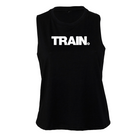 elitefts White Train Women's Racerback Cropped Tank black