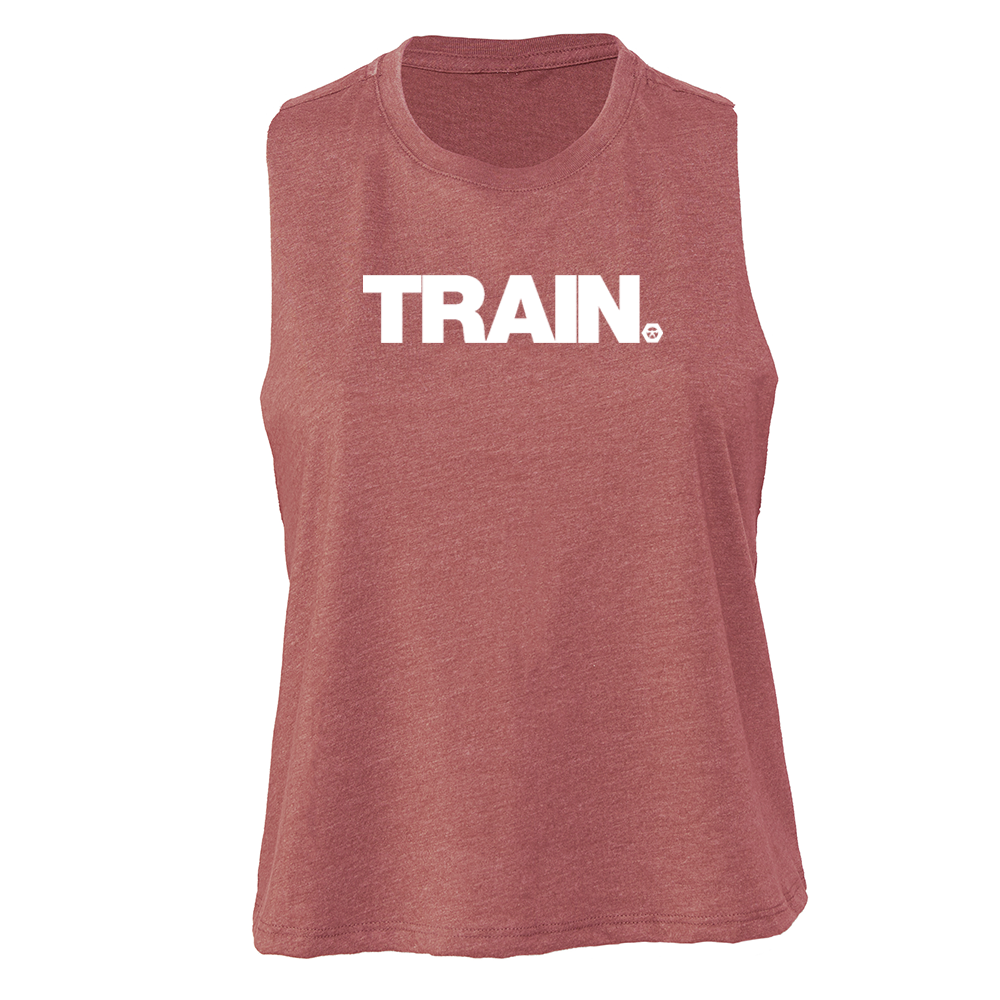 elitefts White Train Women's Racerback Cropped Tank mauve