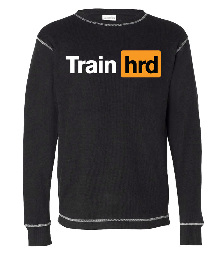 picture of black Train Hard thermal T-shirt
