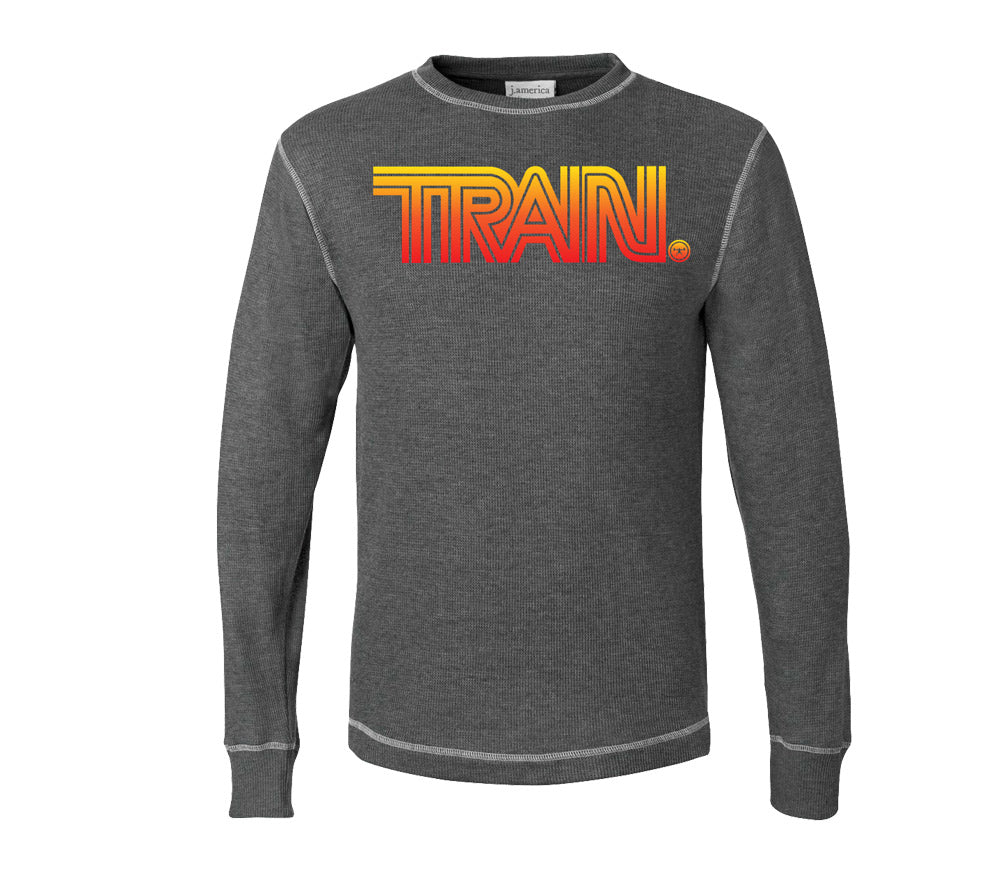 picture of charcoal Train Lines thermal T-shirt