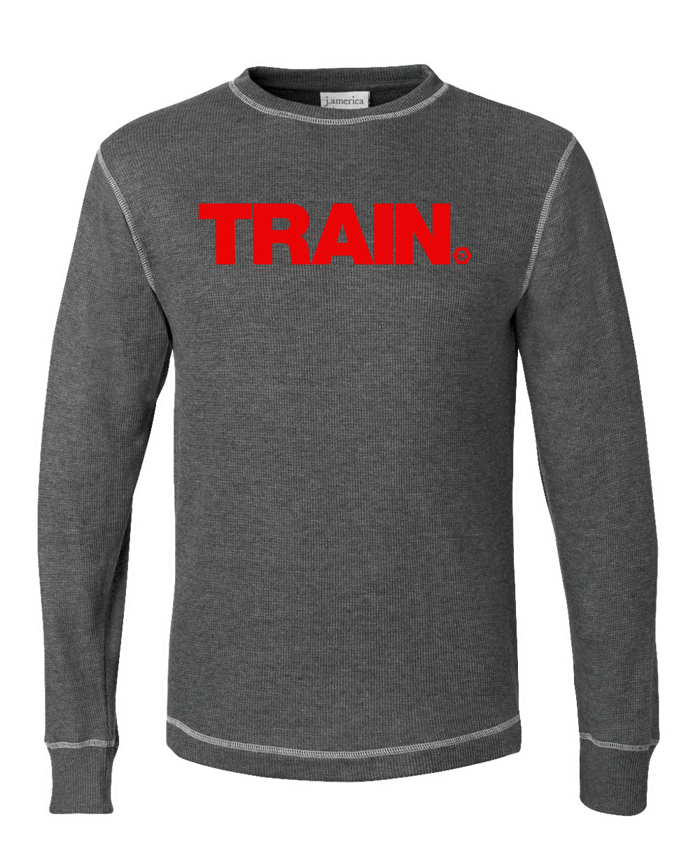 elitefts Train Red Thermal Long Sleeve Shirt gey
