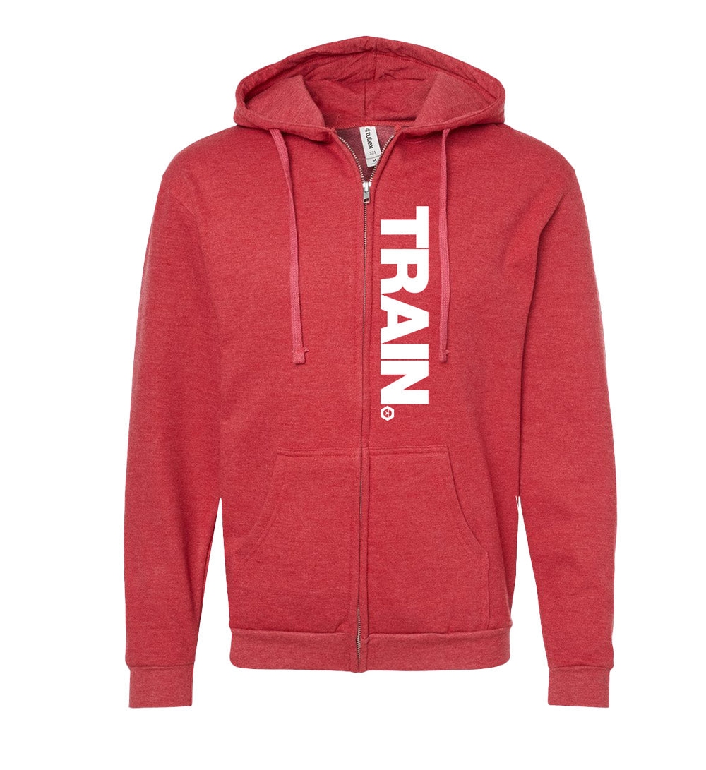 elitefts Train White Full Zip Hoodie red