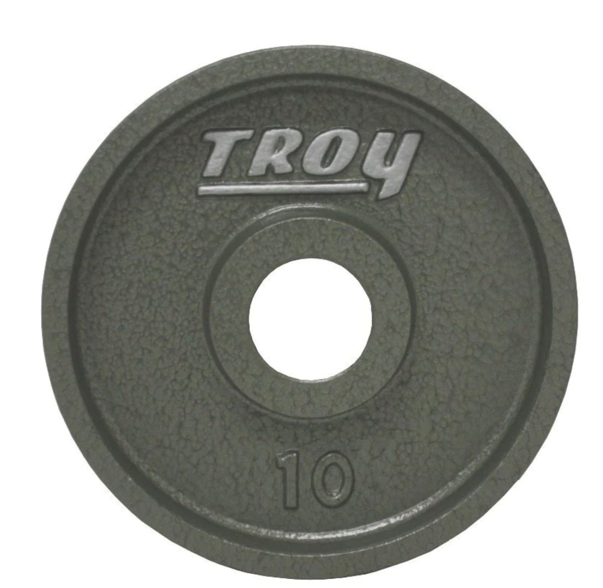 Troy brand weight plate on a white background