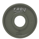 Green weight plate with 'Troy' branding on a white background