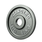 Gray weight plate with 'Standard' and '10 lbs' text on a white background