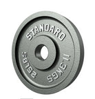 Gray weight plate with 'STANDARD' branding on a white background