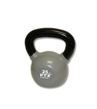 Kettlebell with black handle and gray body on a white background