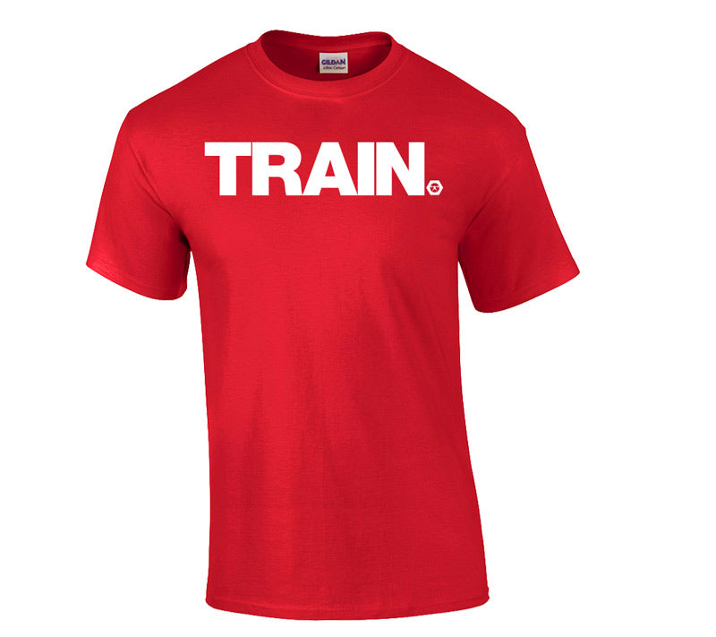 elitefts Train White T-Shirt Red