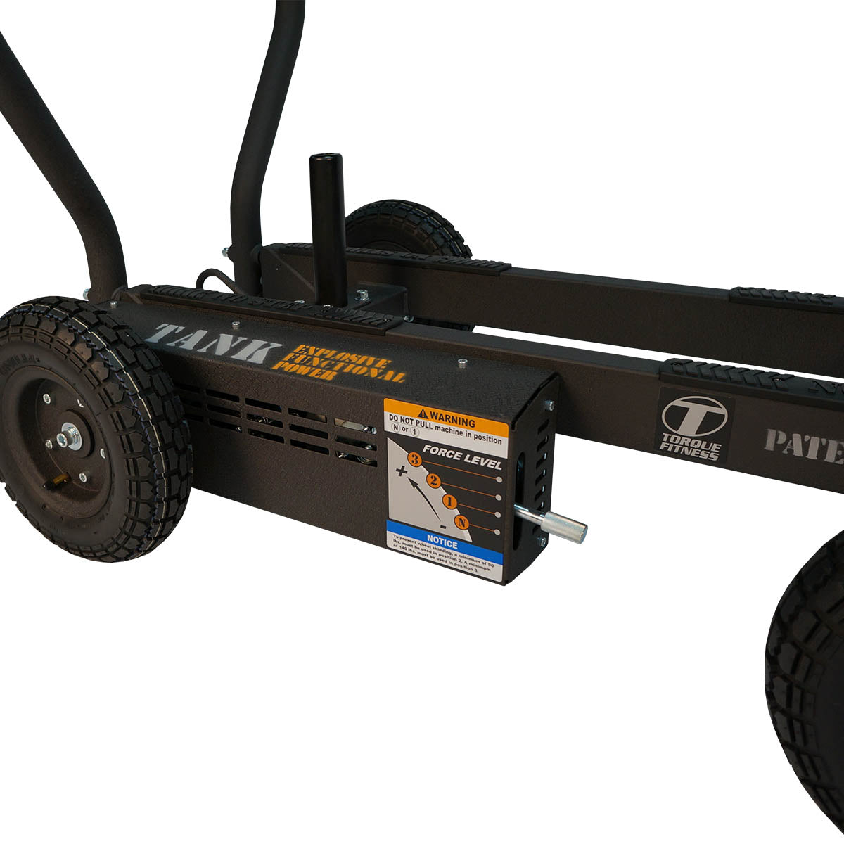 Torque Fitness power rack with wheels on a white background