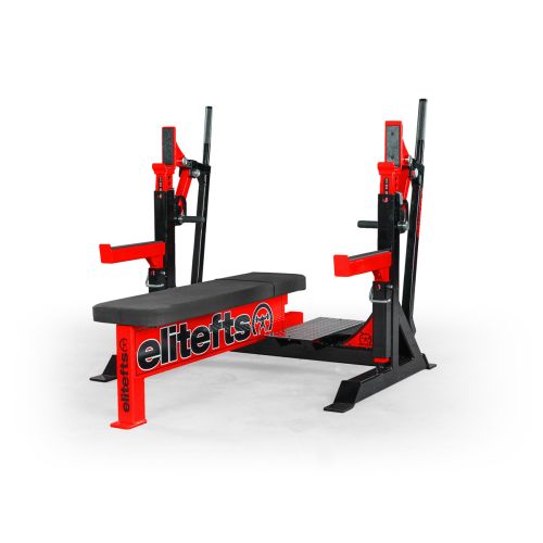elitefts SIGNATURE COMPETITION OLYMPIC BENCH WITH SAFETIES, FOOT LEVER, AND LOGO PANELS